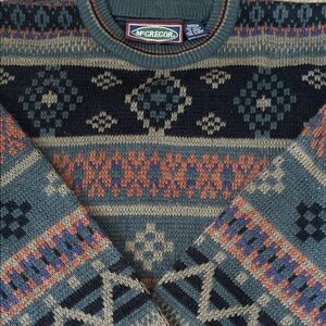 McGregor Men's Geometric Sweater - Navy and Coral